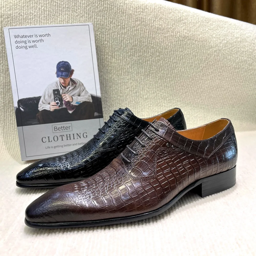 Men Formal Wear For Wedding - İtalyan Lüks erkek Sivri Burun Oxford