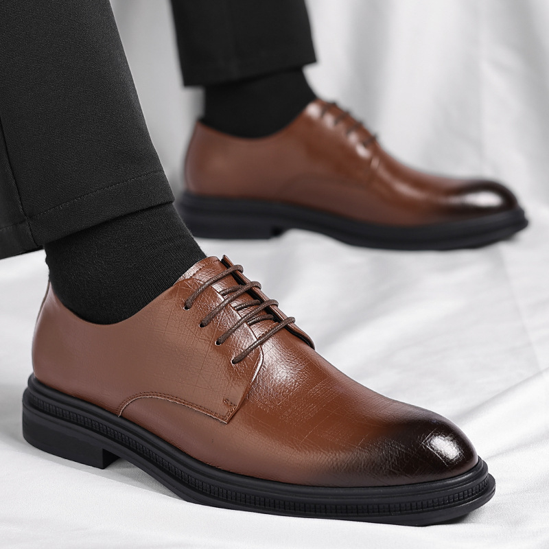 Men'S Formal Party Wear Shoes - Erkek Siyah Vintage Hakiki Deri Bağcıklı