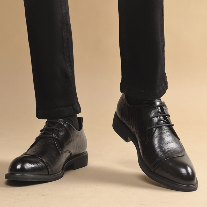 Men'S Formal Party Wear Shoes - Metal Perçin Detaylı Bağcıklı Deri Oxford