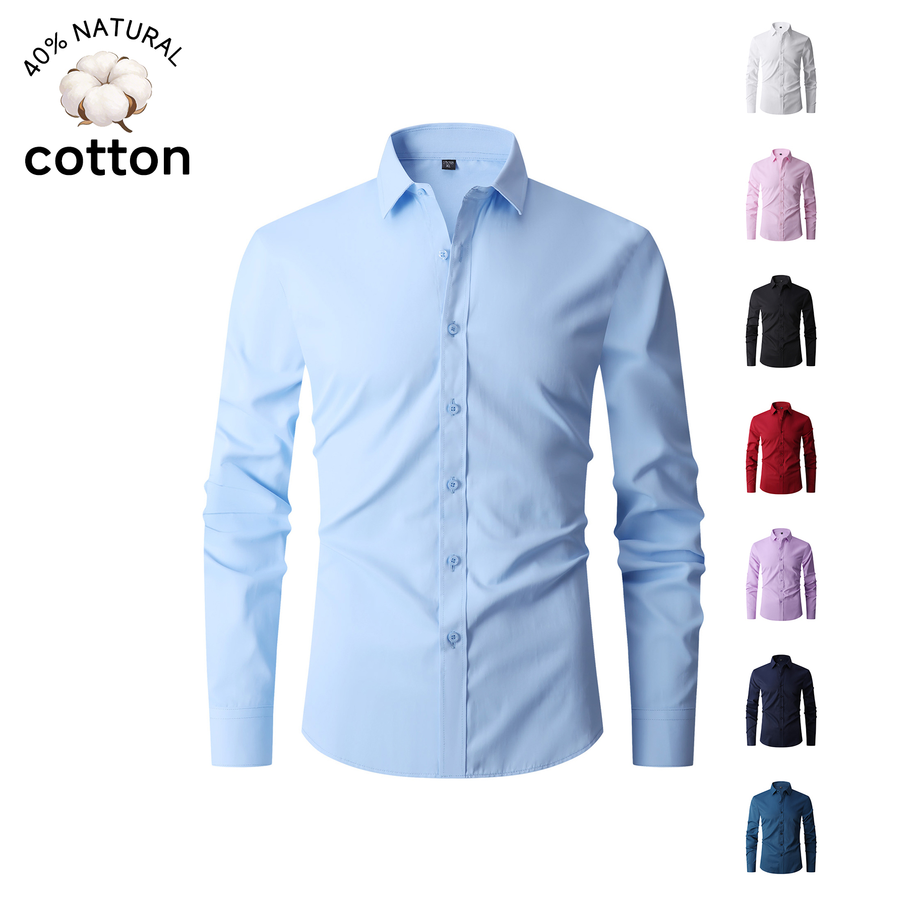 Men Formal Office Wear Shirts - Kaliteli Yaz Pamuklu erkek Uzun Kollu