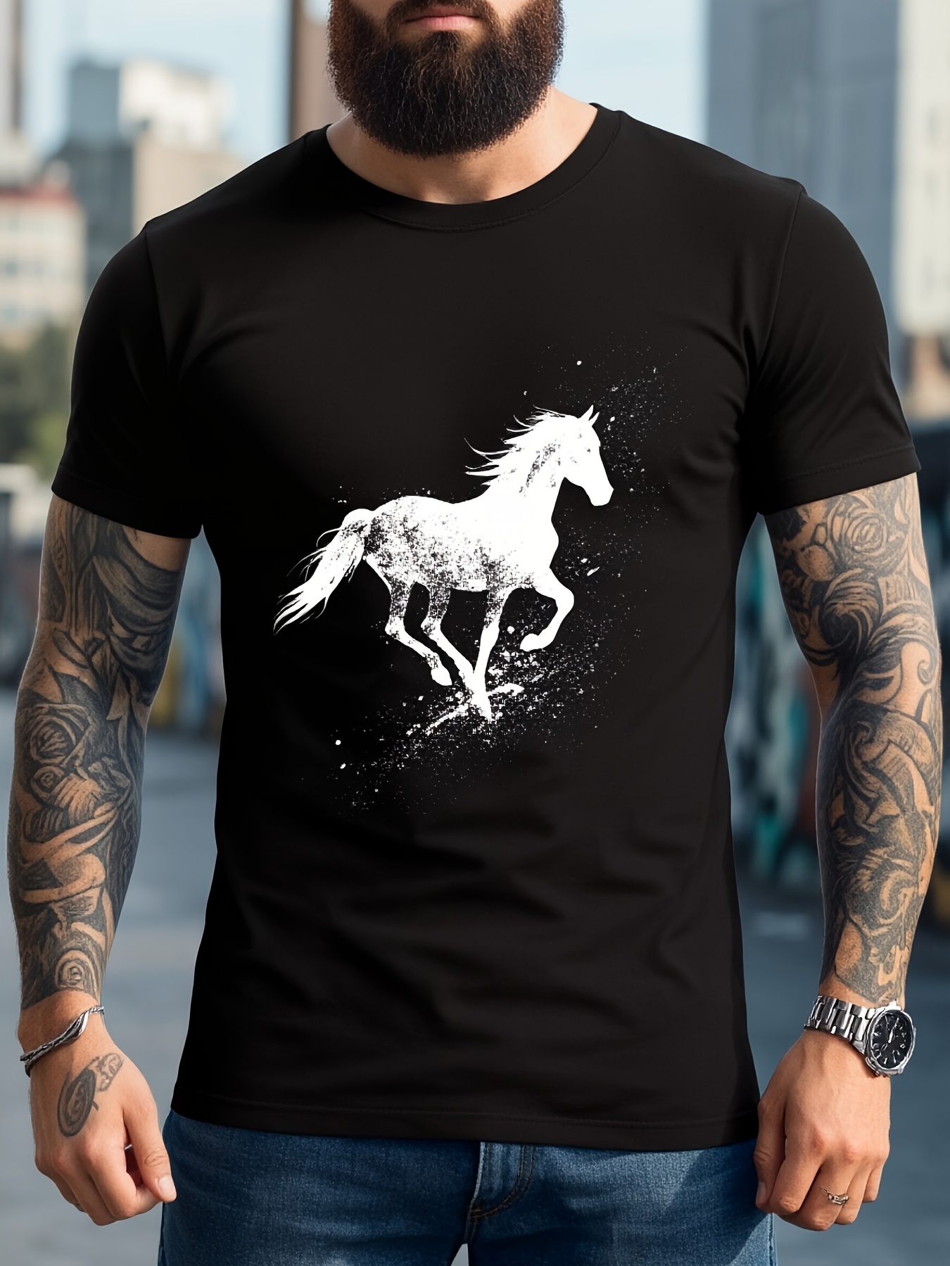 Tall Men Formal Wear - Erkekler için Dönen At Desenli Dinamik