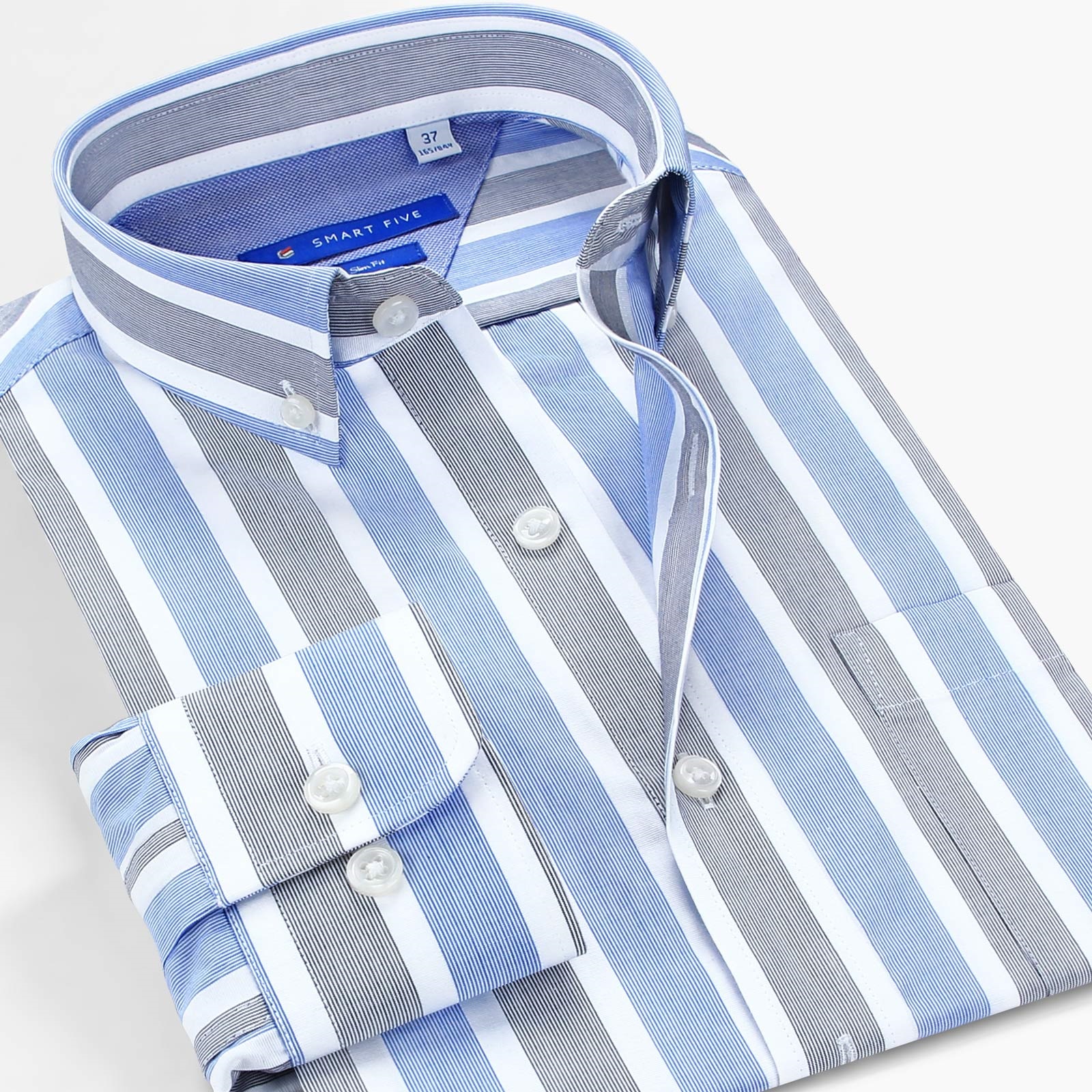 Men Formal Office Wear Shirts - Erkek %100 Pamuklu Çizgili Gömlek Uzun