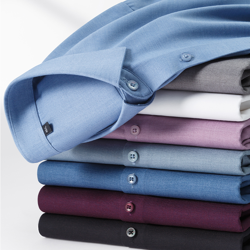 Men Formal Office Wear Shirts - Erkek Slim Fit Yün Uzun Kollu
