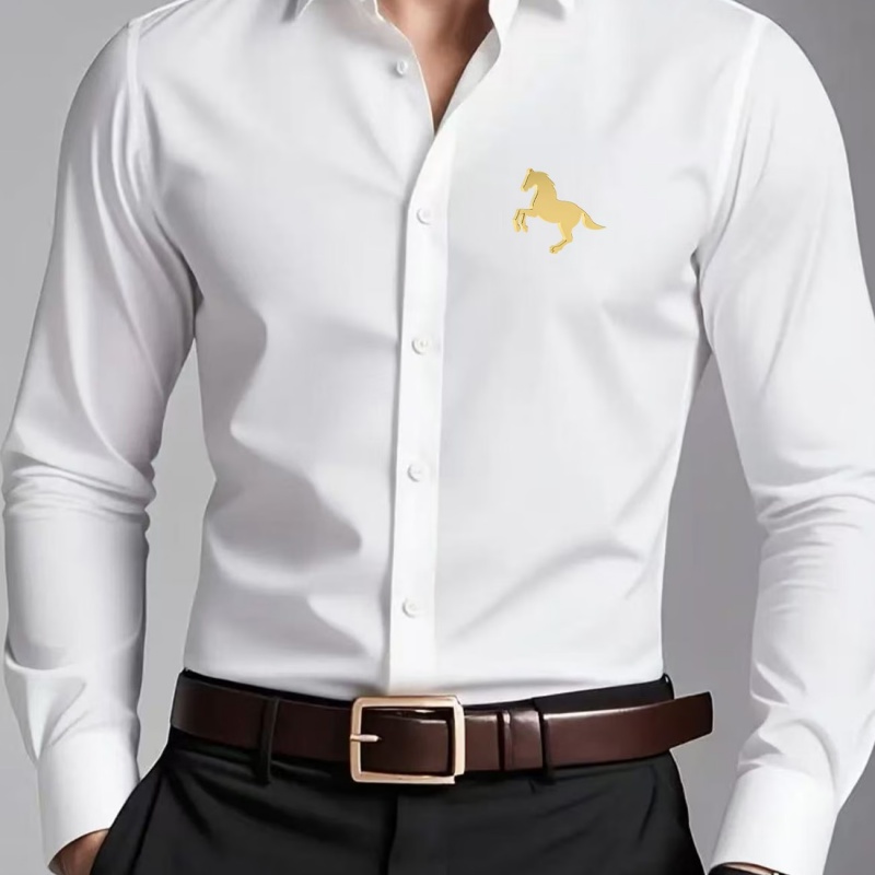 Zarif Altın At Logolu Baskılı  - Men Formal Office Wear Shirts incelemesi ve fiyatı