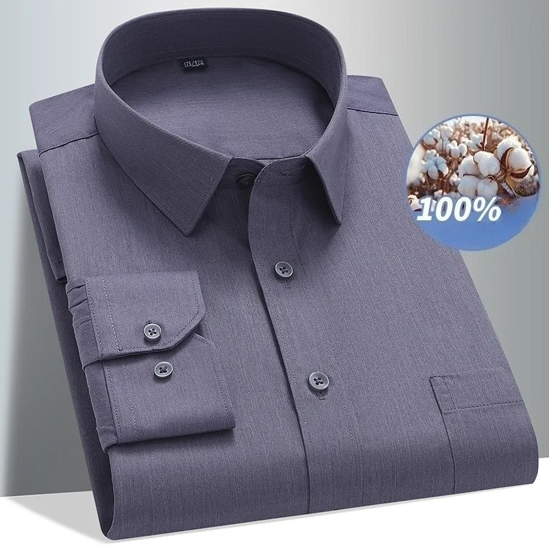 8XL %100 pamuklu uzun kollu ti - Men Formal Office Wear Shirts incelemesi ve fiyatı