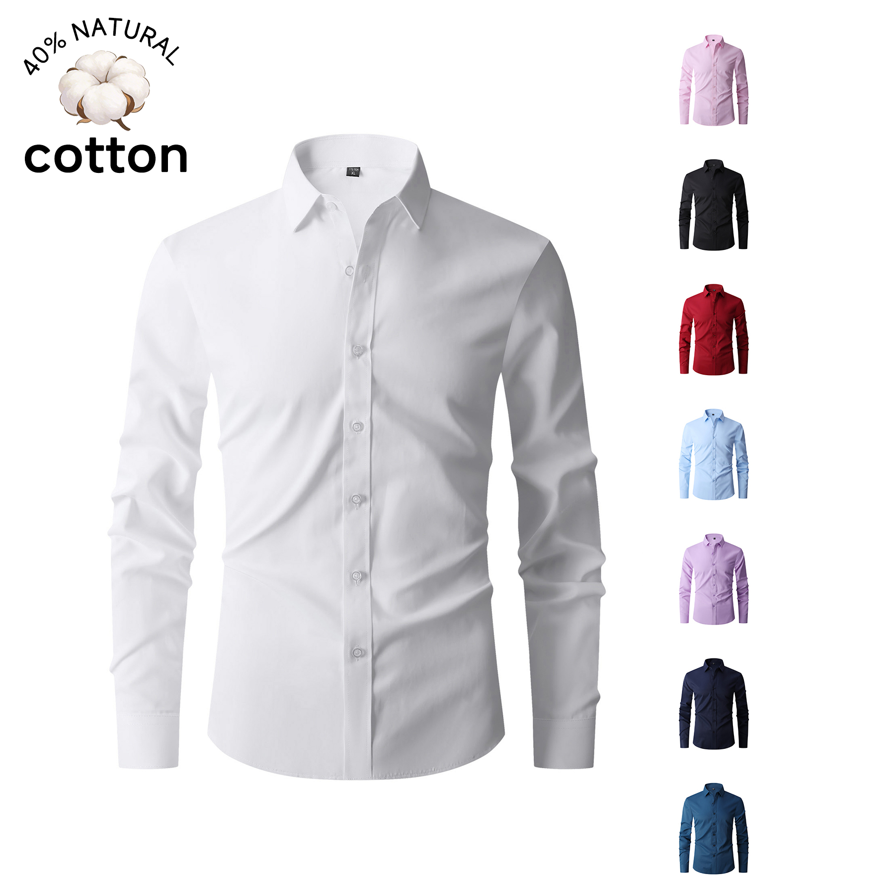 Kaliteli Yaz Pamuklu erkek Uzu - Men Formal Office Wear Shirts incelemesi ve fiyatı