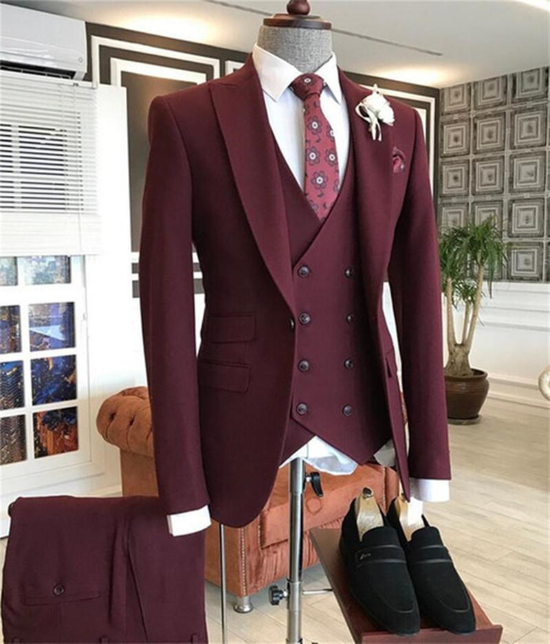2021 bordo kruvaze yelek kostü - Men Formal Wear For Wedding incelemesi ve fiyatı
