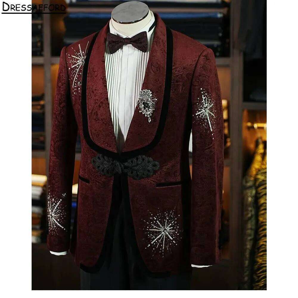 Koyu Kırmızı Jakarlı Kristal B - Men Formal Wear Pants incelemesi ve fiyatı